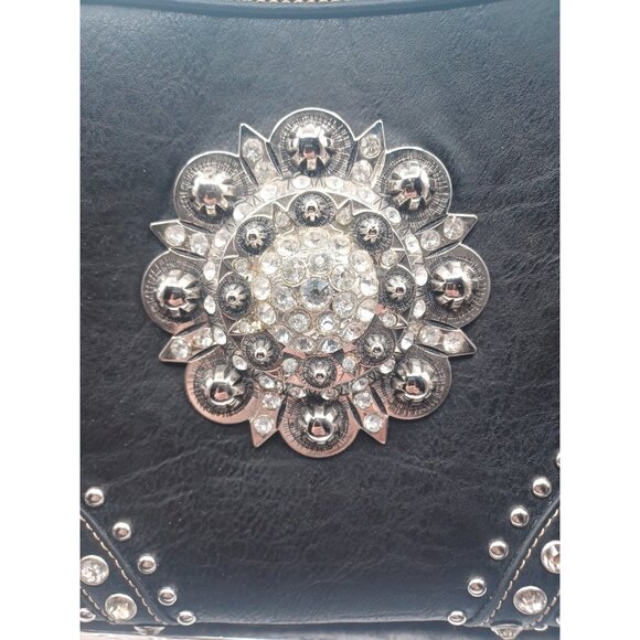 Montana West Black Western Bling Black Crystal Concho Conceal Carry Gun Handbag - Picture 16 of 16